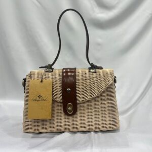 NWT Patricia Nash Spring Wicker Mersea bag in Natural w/ Tan